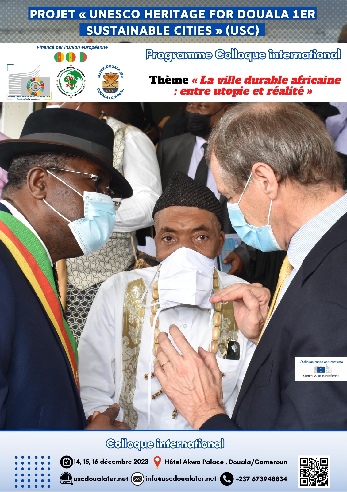 Colloque International du jeudi 14 au samedi 16 décembre 2023 à l’hôtel Akwa Palace de Douala « Le Projet USC : Transformant Douala 1er en Modèle de Ville Durable et Interculturelle »